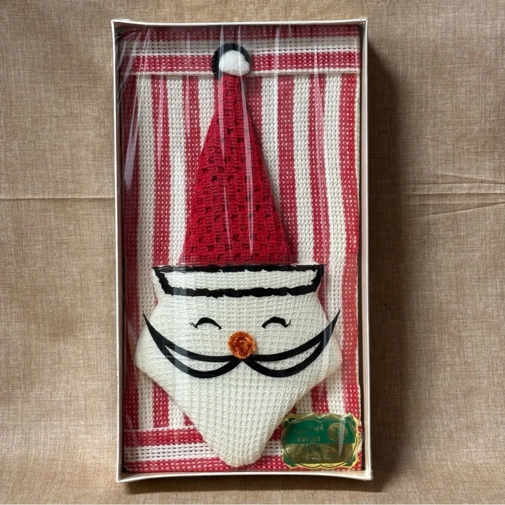 NOS Hanson Kitchen 5 Dishcloths & 1 Santa Pot Holder -All Cotton